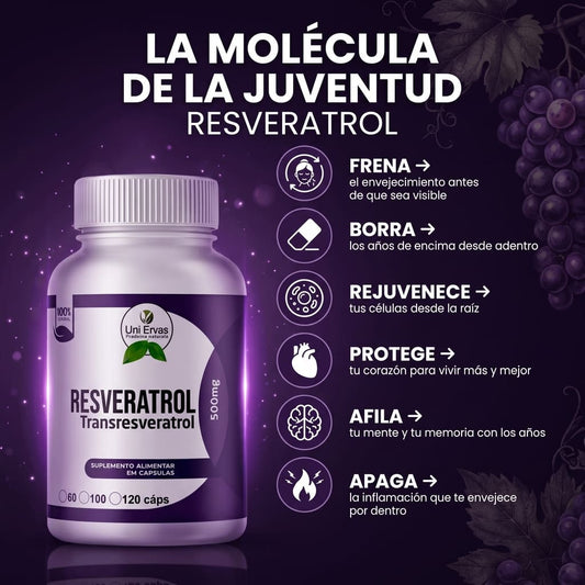 Resveratrol Premium de 500mg - Suplemento 60 Cápsulas